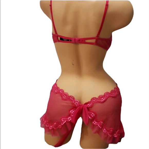 Victoria's Secret Sexy Little Things Hot Pink Sheer Apron Negligee Linge… - Picture 7 of 9